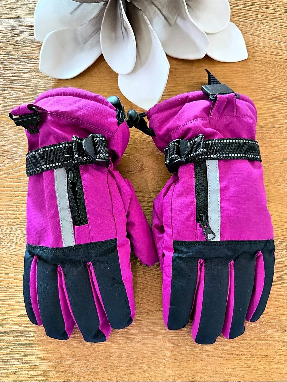 all in motion Kids' Ski Gloves Pink & Black Kids 8-14